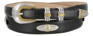 Thorne’s Genuine Full-Grain Cowhide Leather Designer Dress Golf Concho Belt